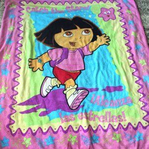 Vintage Dora the Explorer Boots Monkey Soft Fleece Blanket Throw Large 47”x60”